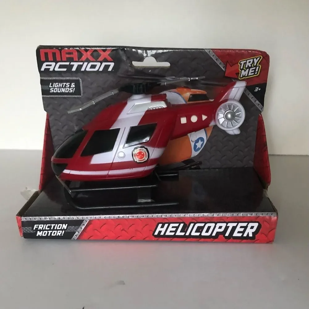 Maxx Action Helicopter Vehicle Toy Light Up Sounds Motion NWT